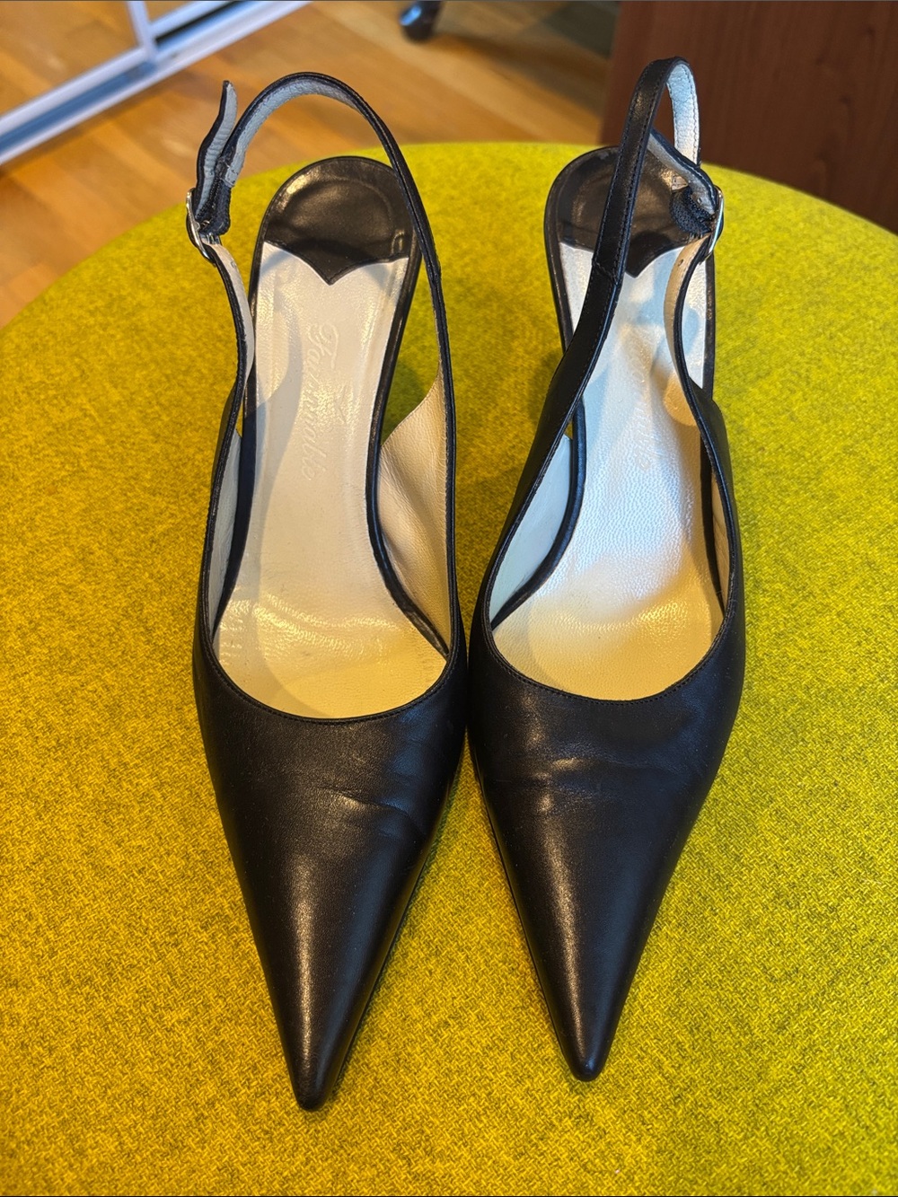 Faconnable Black Pointed Slingback Pumps - Women's Dress Heels